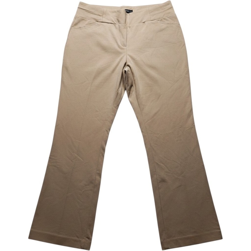 New York & Company Dress Pants Womens L Beige Knit Pull On Elastic Waist Stretch
